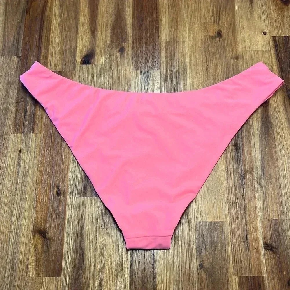 J. Crew NWT pink Curve Waist Cheeky Bikini Bottom Women’s Size L